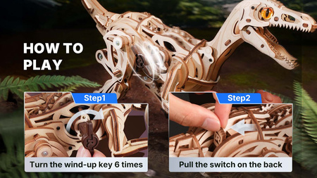 Drewniany Zestaw Puzzle 3D - Welociraptor | Rokr prezent drewniana układanka