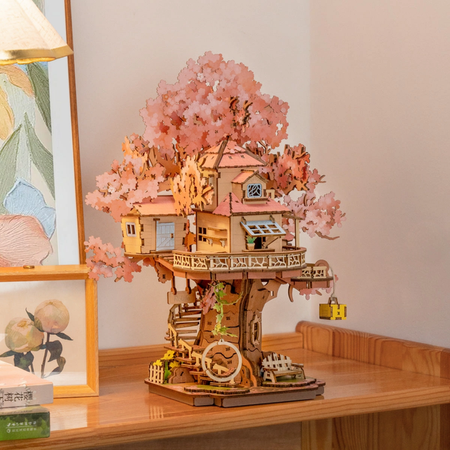 Drewniany Zestaw Puzzle 3D - Sakura Tree House | Rolife