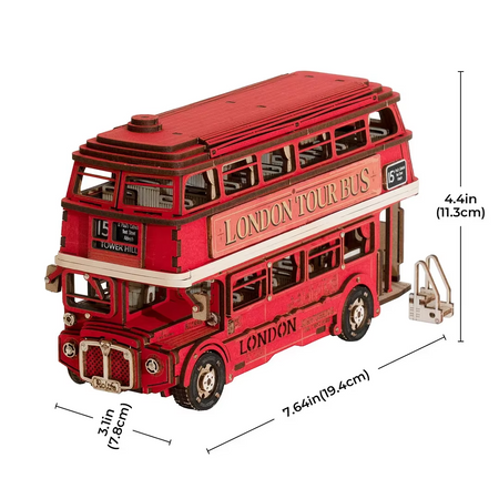 Drewniany Zestaw Puzzle 3D - London Tour Bus | Robotime