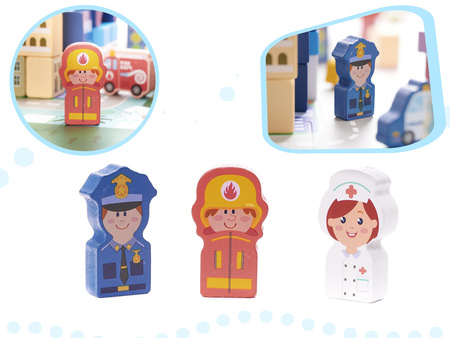 Klocki drewniane edukacyjne miasto puzzle 100el.