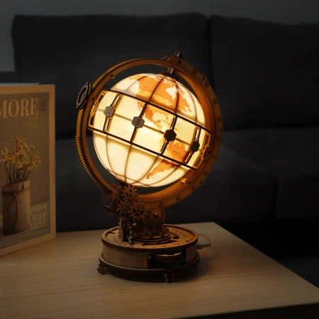 Świecący Globus z Lupą – Puzzle 3D ROKR, lampka LED (180 el.)