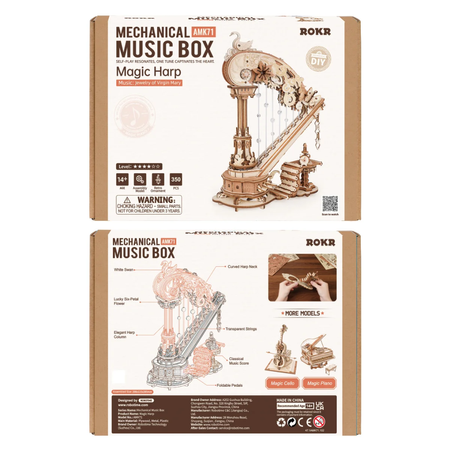 Magic Harp – Puzzle 3D ROKR, mechaniczna szkatułka grająca z łabędziem