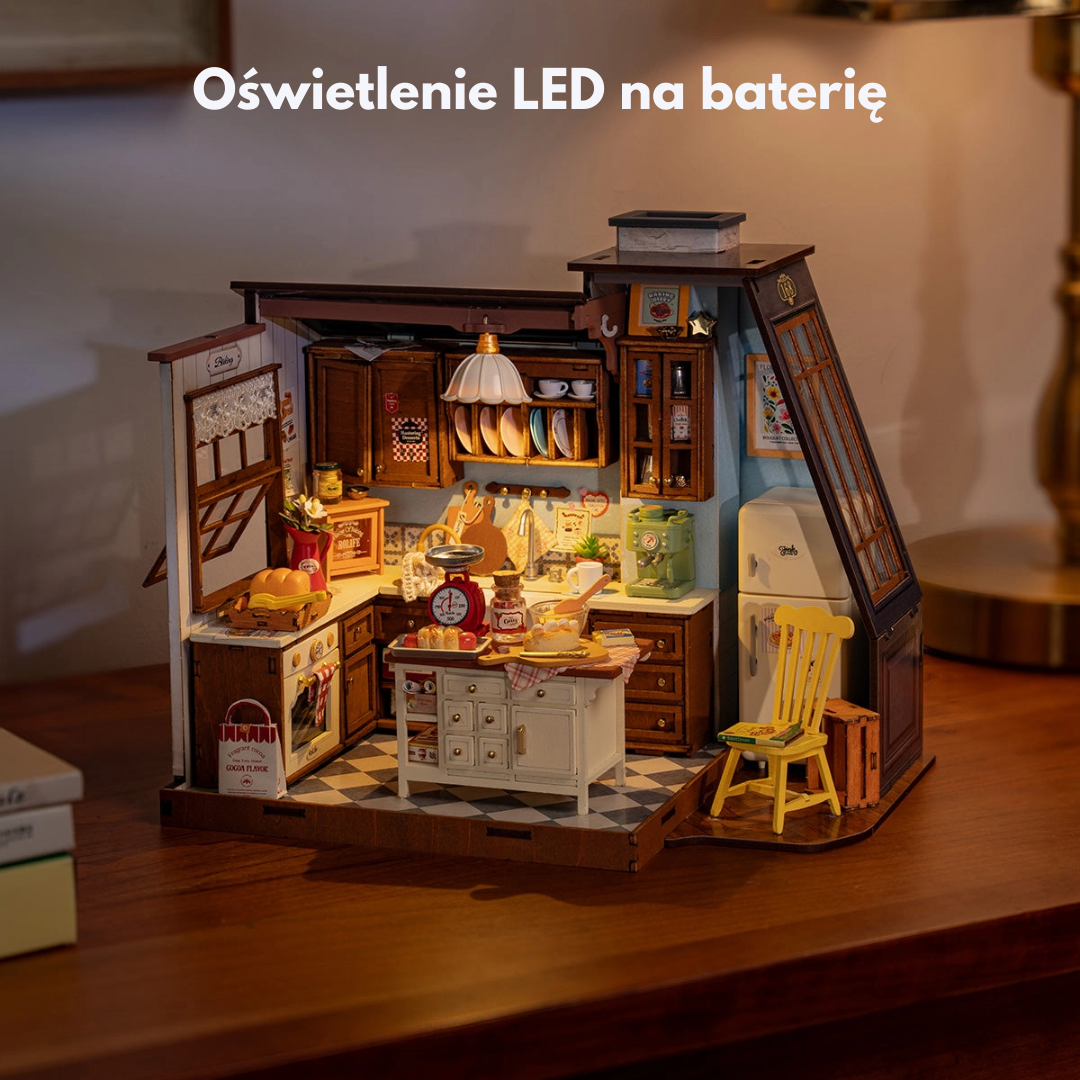 Mini Domek 3D - Kuchnia Baking Kitchen I Rolife – oświetlenie LED po zmroku