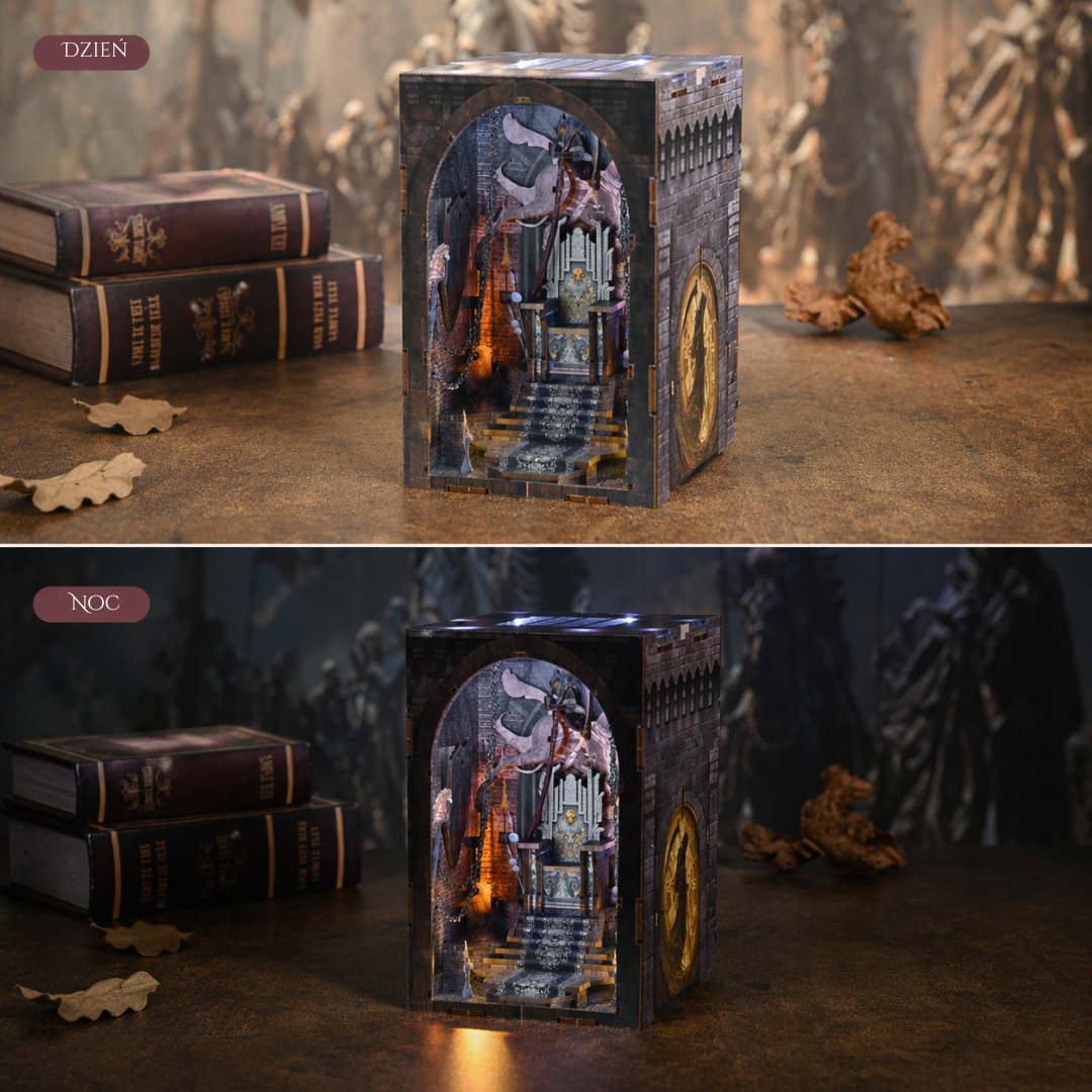DIY Book Nook - Throne of Bones | Minicity Miniaturowy Domek – oświetlenie LED po zmroku