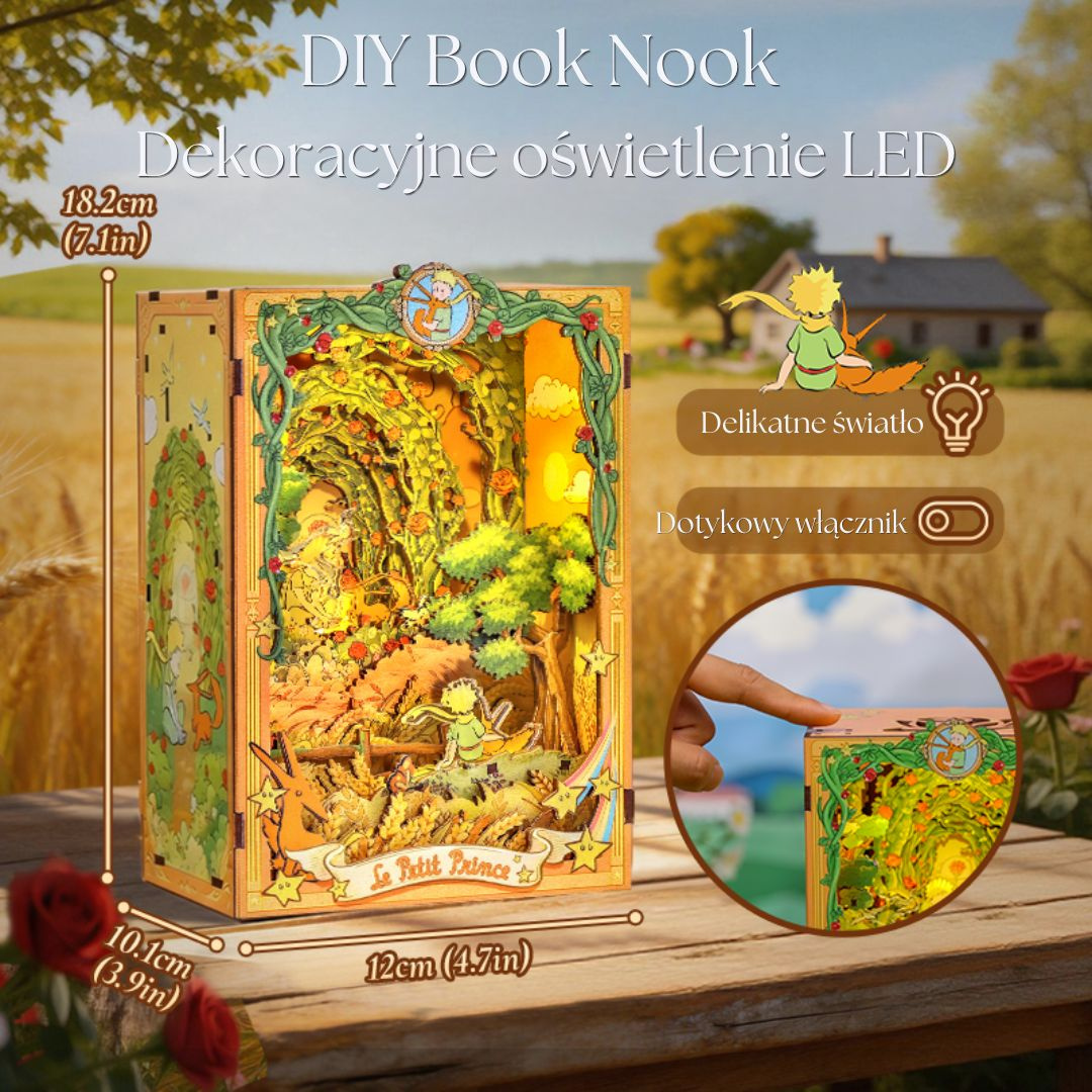 Little Prince Promise in the Wheat Field CuteBee DIY Book Nook – Puzzle 3D Prezent – wymiary modelu