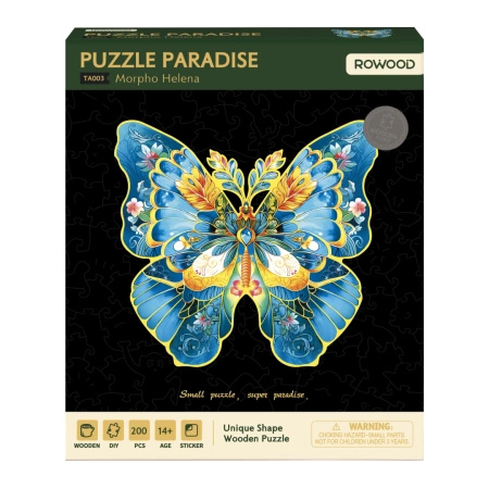 Motyl Morpho – Drewniane Puzzle Rowood 200 el., obraz DIY