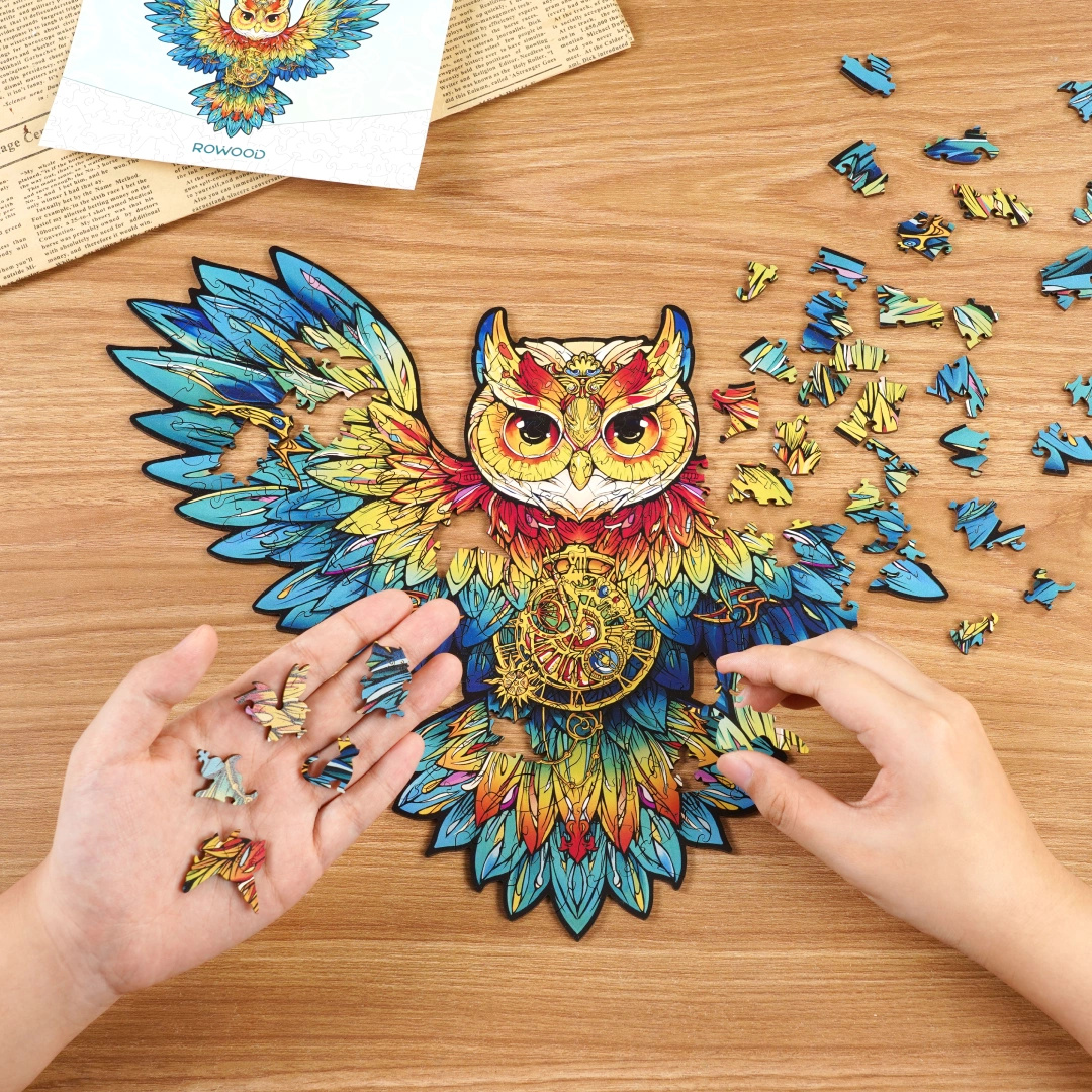 Solidna sklejka po cięciu laserowym – Drewniane Puzzle - Sowa | ROWOOD Rolife