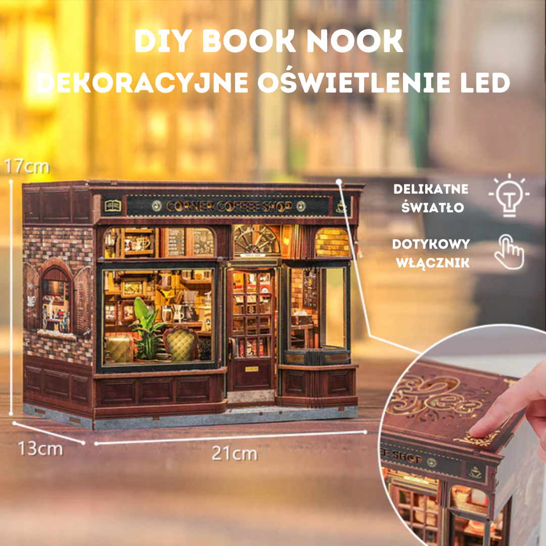 DIY Miniaturowy Domek - Corner Coffee Shop | Cutebee – wymiary modelu