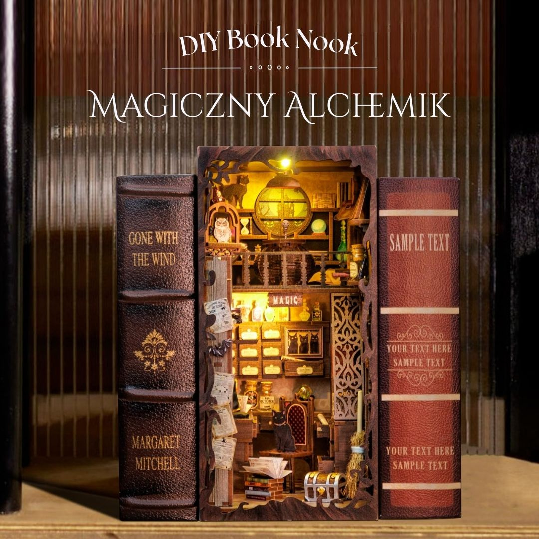 DIY Book Nook - Magiczny Alchemik | Cutebee – oświetlenie LED po zmroku