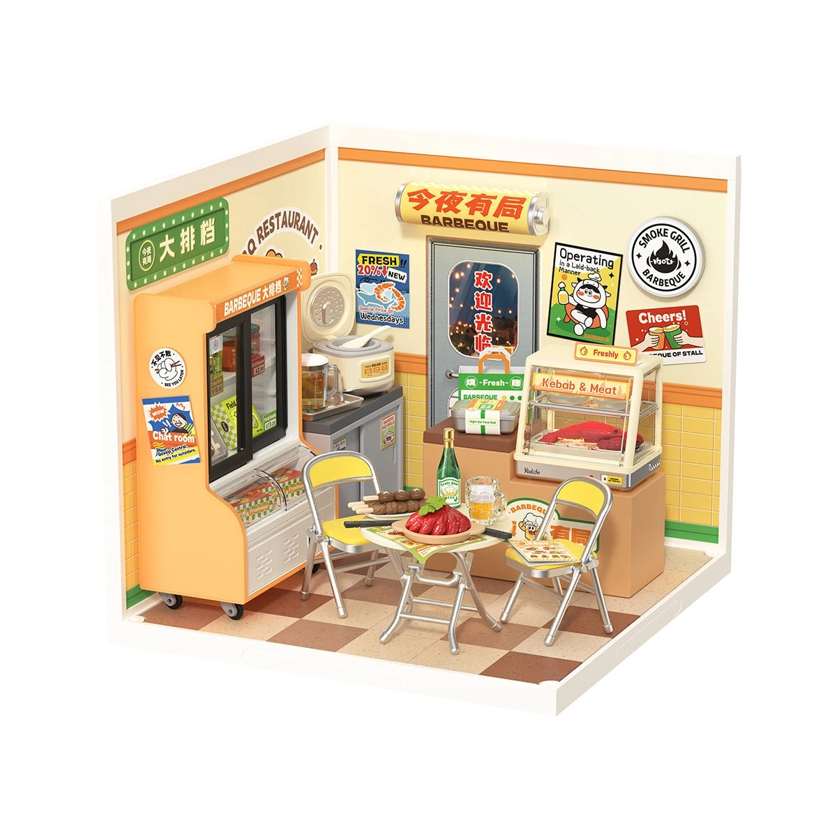 Mini Domek 3D - Night Out Food Stall | Rolife – oświetlenie LED po zmroku