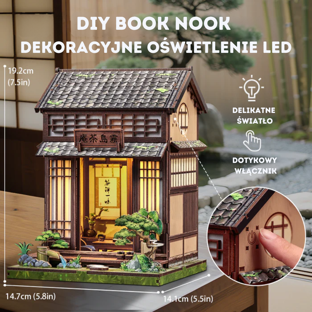 Japońska Herbaciarnia Kirishima Cha-an – DIY Book Nook Puzzle 3D | CuteBee – wymiary modelu