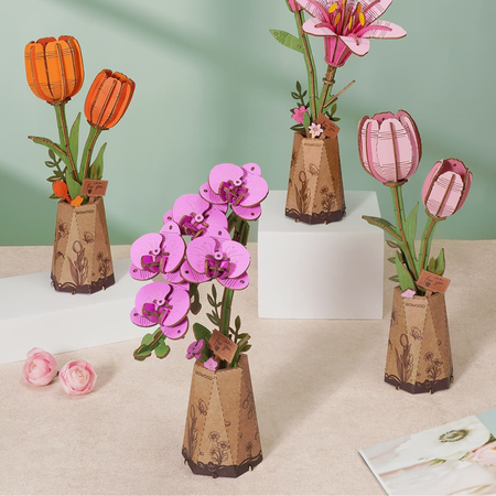 Orchidea Storczyk – Puzzle 3D Rowood, kwiat DIY, nie więdnie