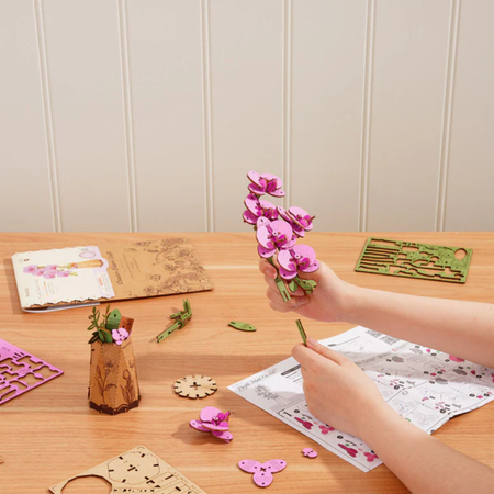 Orchidea Storczyk – Puzzle 3D Rowood, kwiat DIY, nie więdnie