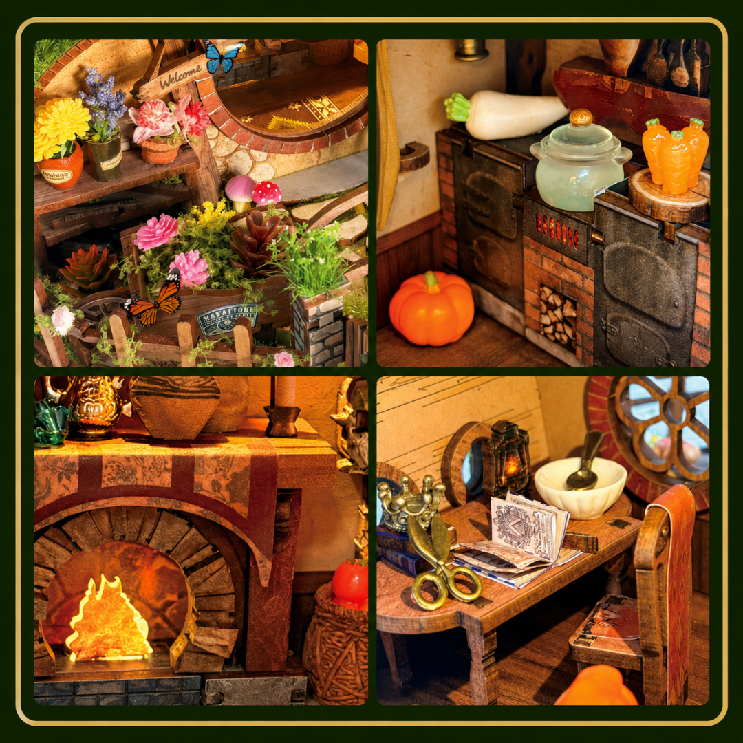 Ukwiecony ogródek za płotkiem – Magic Ring House – DIY Book Nook Joincon | Puzzle 3D Prezent