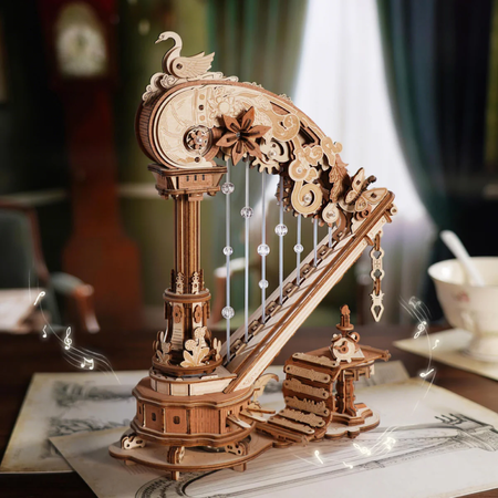 Magic Harp – Puzzle 3D ROKR, mechaniczna szkatułka grająca z łabędziem