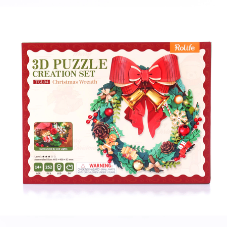 Świąteczny Wieniec 3D – Puzzle 3D Rolife, warstwowy (252 el.)