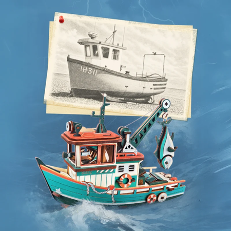 Lucky Trawler – Puzzle 3D ROKR, kuter rybacki na wahadle