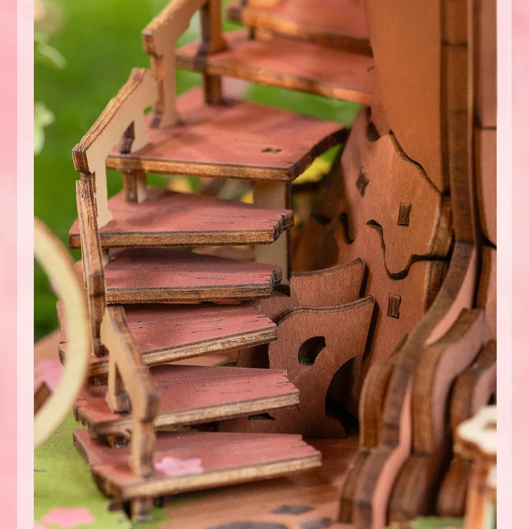 Wiatrowskaz i weranda wśród wiśni – Puzzle 3D Domek na Drzewie – Sakura Tree House | Model DIY Rolife Robotime