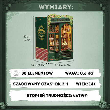 DIY Book Nook Zestaw Urodzinowy - Księgarnia u Sowy