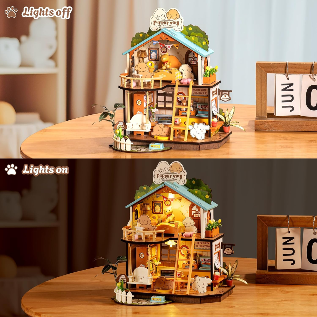 Mini Domek 3D - Willa Szczeniaczków I Rolife – oświetlenie LED po zmroku