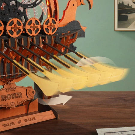 Drewniany Zestaw Puzzle 3D - Statek Wikingów | ROKR prezent drewniana układanka