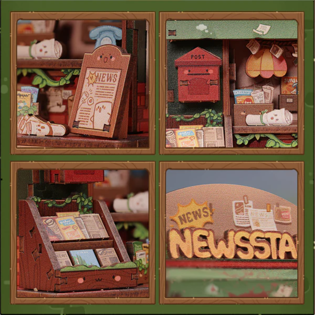 Gazeciarz z torbą pełną historii – Drewniany Zestaw Puzzle 3D - News stand