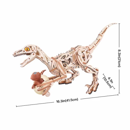 Drewniany Zestaw Puzzle 3D - Welociraptor | Rokr prezent drewniana układanka