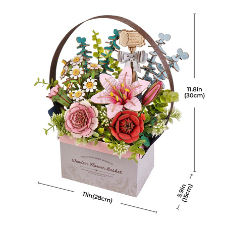 Kosz Kwiatów Flower Basket – Puzzle 3D Rowood, nie więdnie