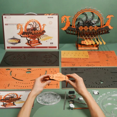 Statek Wikingów Dragon Ship – Puzzle 3D ROKR, mechanika (229 el.)