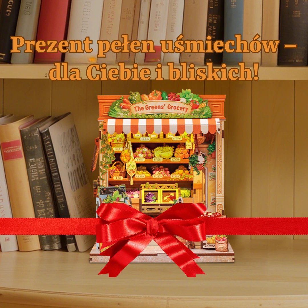 The Greens’ Grocery – miniaturowy sklep na półce z książkami