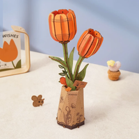 Orange Tulip – Puzzle 3D Rowood, bukiet tulipanów w wazonie