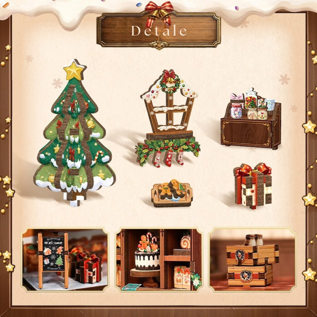 Świąteczne drobiazgi – Świąteczny Piernikowy Domek – Miniaturowy Domek DIY z LED | CuteBee