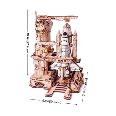 Space Shuttle Rakieta – Puzzle 3D ROKR, mechaniczny start z LED