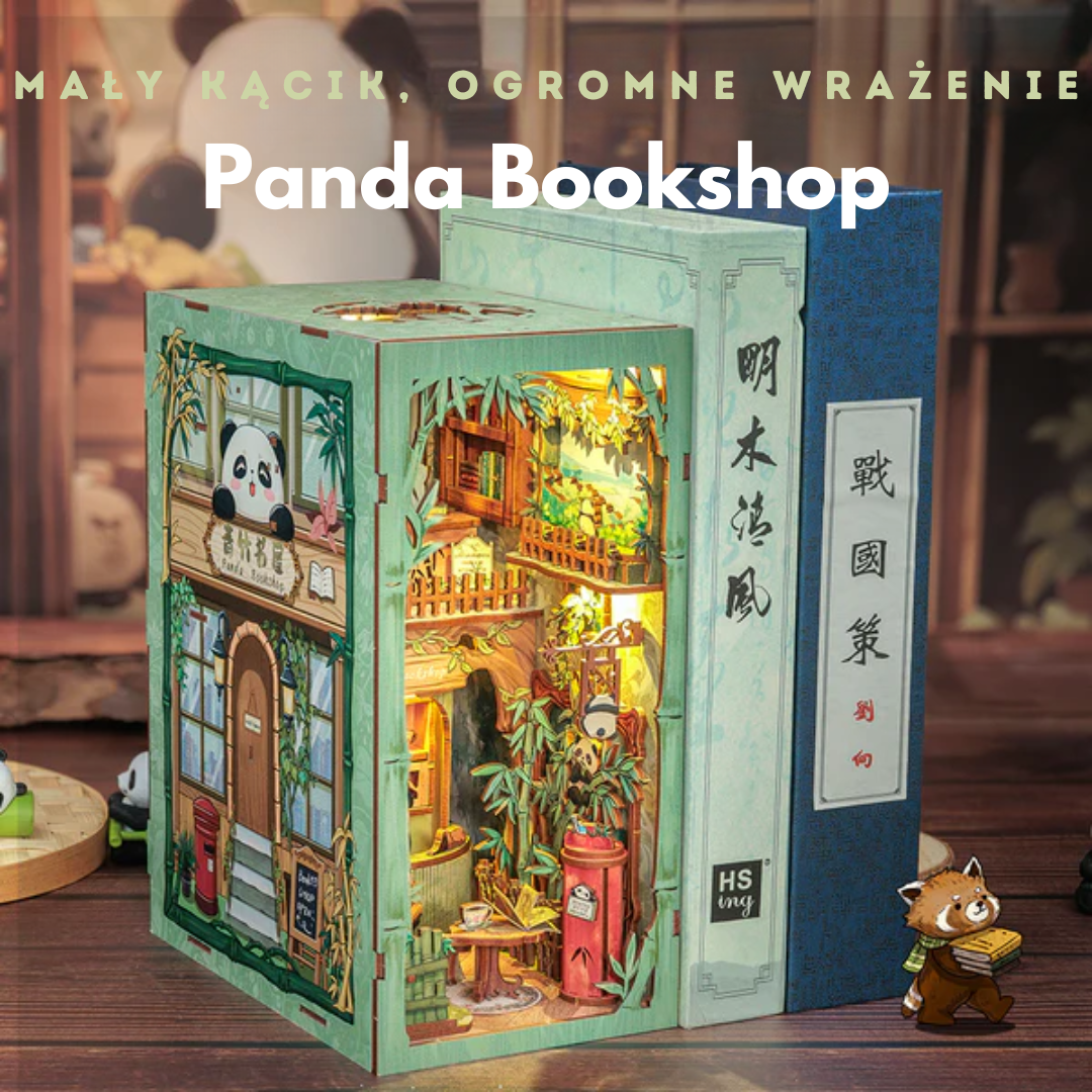 DIY Book Nook - Panda Bookshop | Cutebee – oświetlenie LED po zmroku