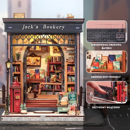 Book Nook Jack’s Bookery – oświetlenie LED i ciepły klimat