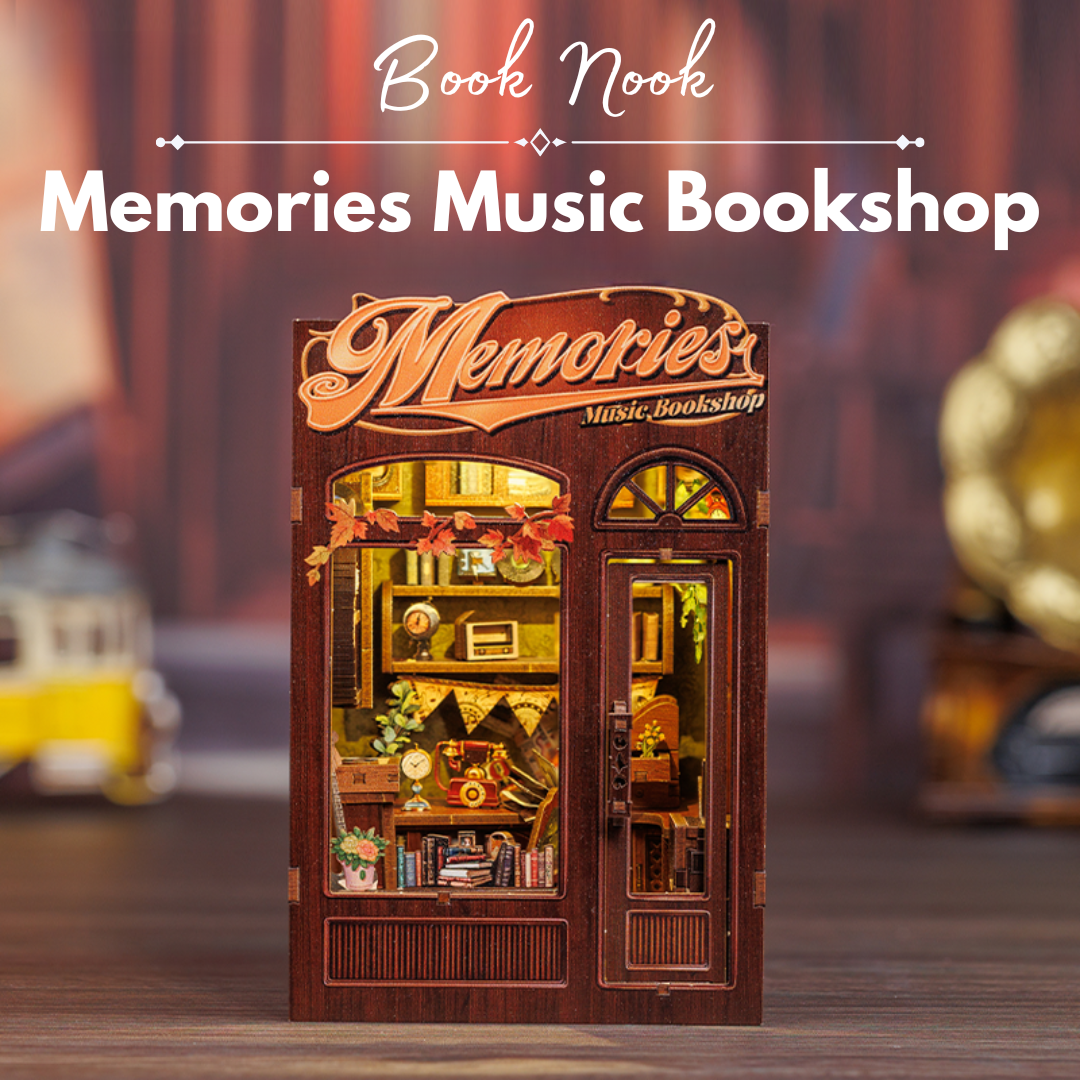 DIY Book Nook - Memories Music Bookshop | Cutebee – oświetlenie LED po zmroku