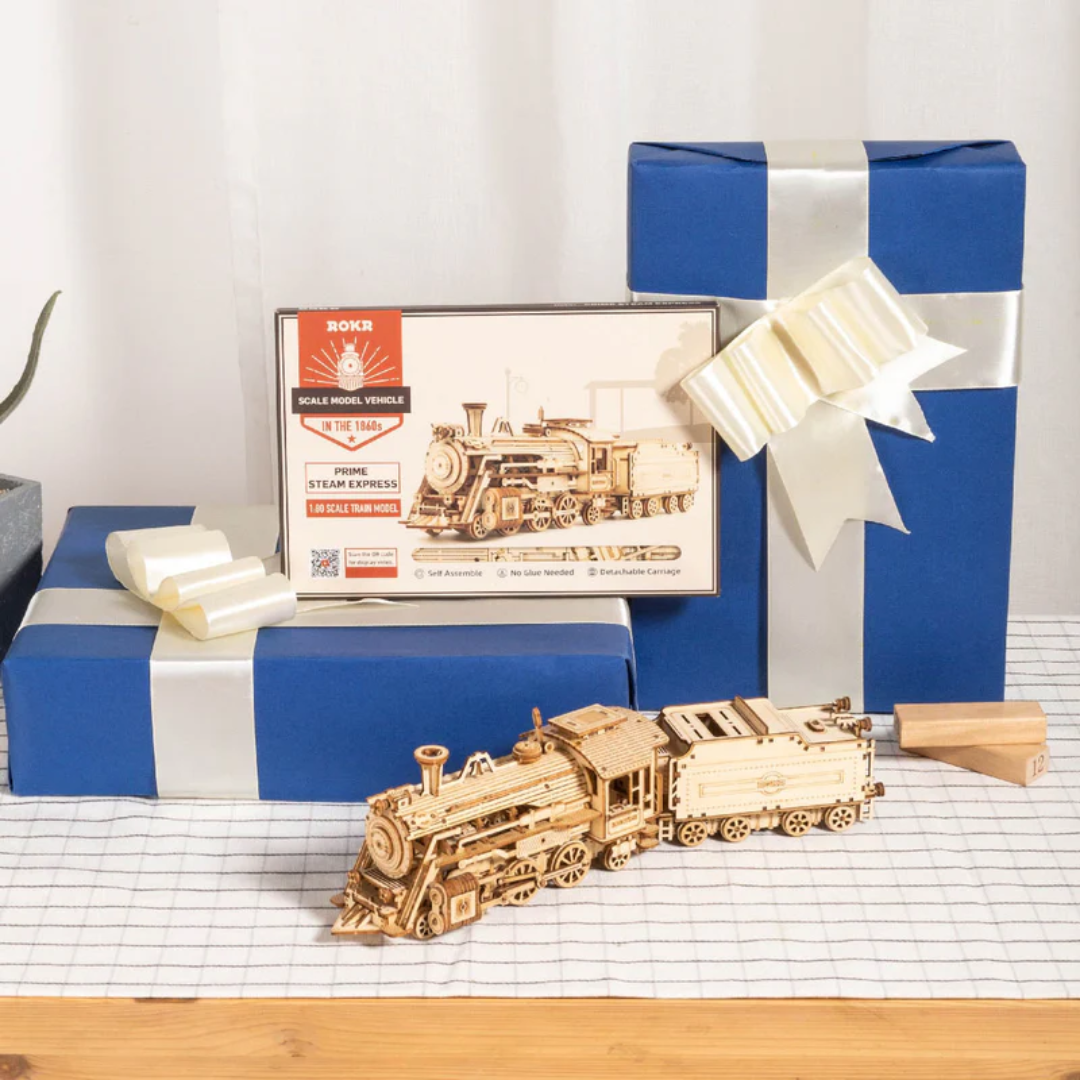 Drewniany Zestaw Puzzle 3D - Lokomotywa Parowa I Rolife – pomysł na prezent