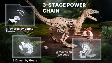 Drewniany Zestaw Puzzle 3D - Welociraptor | Rokr prezent drewniana układanka