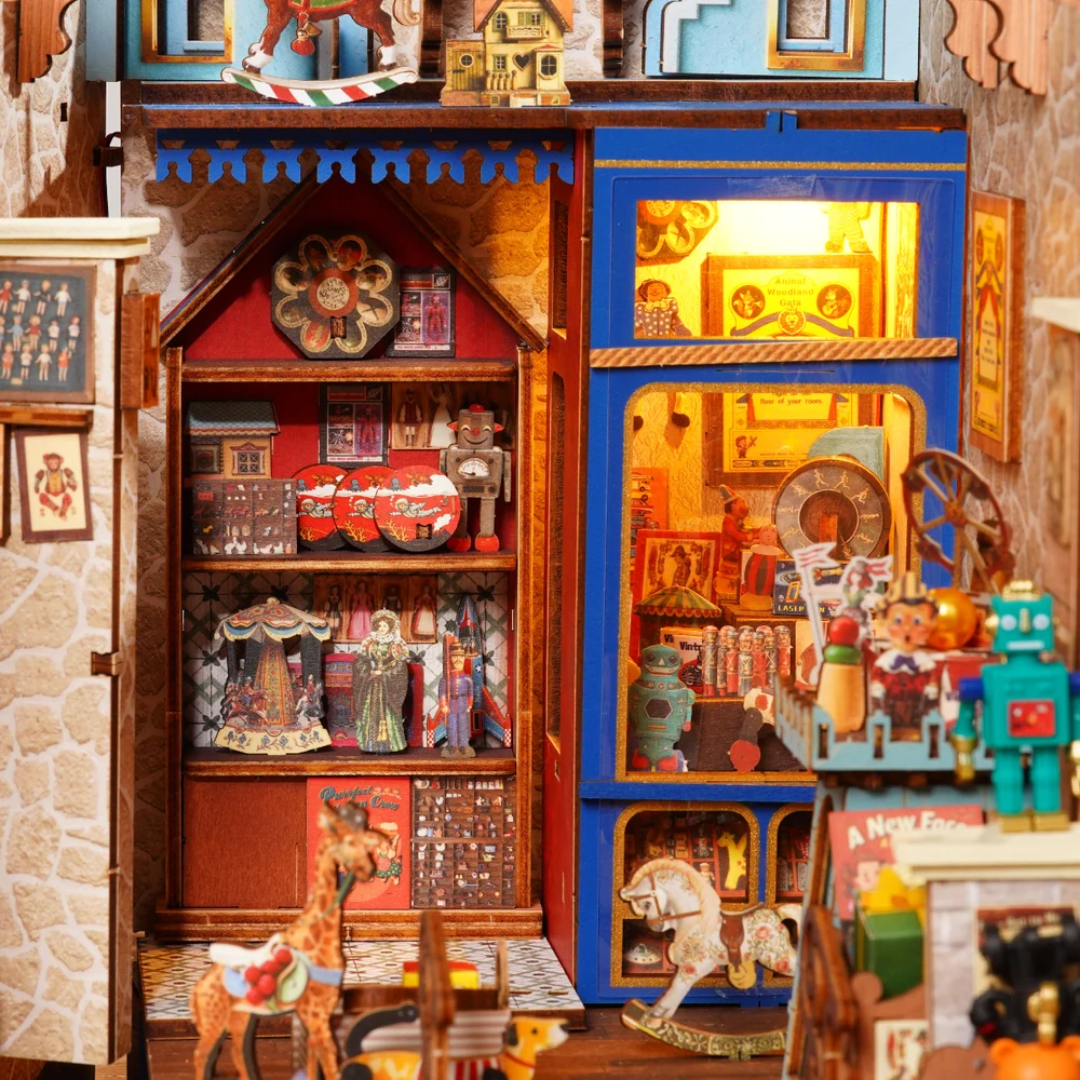 Treasure Toy Shop – DIY Book Nook Robotime | Puzzle 3D Prezent – oświetlenie LED po zmroku