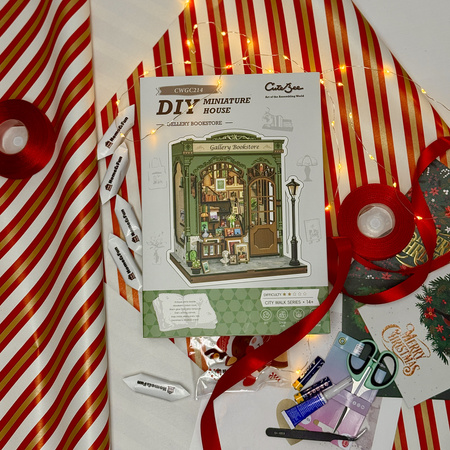 Zestaw Świąteczny Book Nook – Gallery Bookstore | Cutebee miniaturowy domek puzzle 3D
