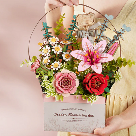Drewniany Zestaw Puzzle 3D - Wooden Flower Basket | Robotime
