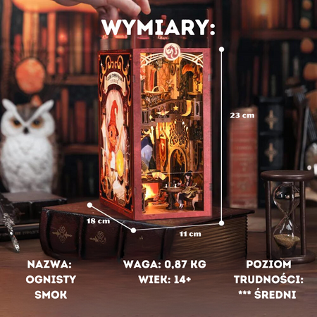 DIY Book Nook - Ognisty Smok | Dom Gryffindor Cutebee Mini Domek 3D