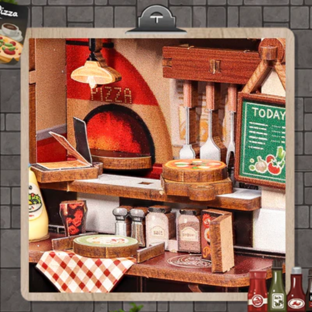 Sekrety włoskiej kuchni – DIY Book Nook - Pizzeria | Cutebee Mini domek