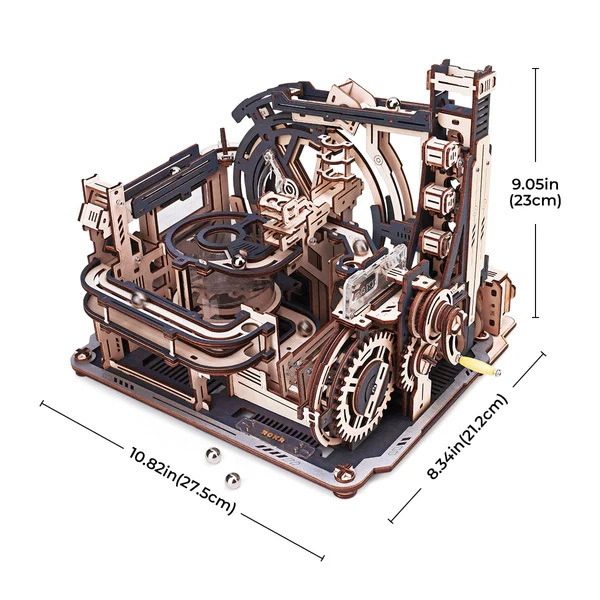 Drewniany Tor Dla Kulek Puzzle 3D - Marble Spaceport | Robotime – wymiary modelu