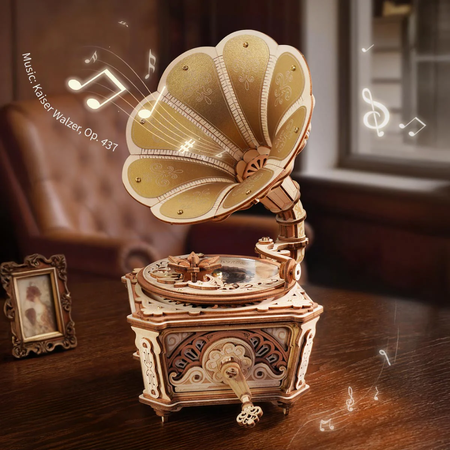 Drewniany Zestaw Puzzle 3D - Gramofon| ROKR