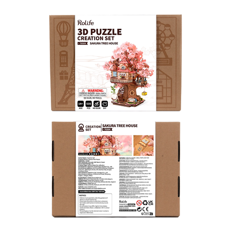 Puzzle 3D Domek na Drzewie – Sakura Tree House | Model DIY Rolife Robotime