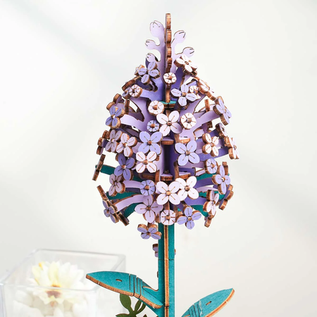 Bez Lilac – Puzzle 3D Rowood, drewniany kwiat DIY, nie więdnie
