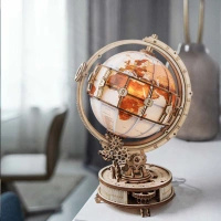 Świecący Globus z Lupą – Puzzle 3D ROKR, lampka LED (180 el.)