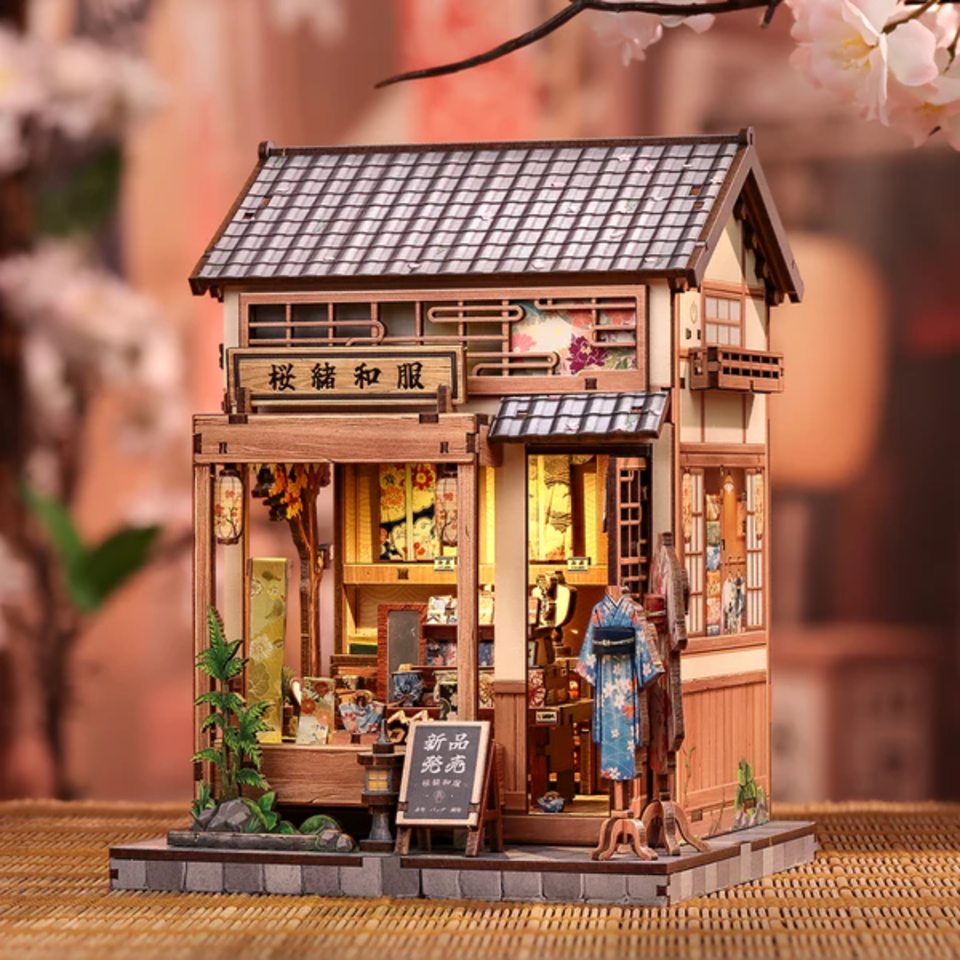 Sakura Kimono Shop – DIY Book Nook Puzzle 3D | CuteBee – oświetlenie LED po zmroku