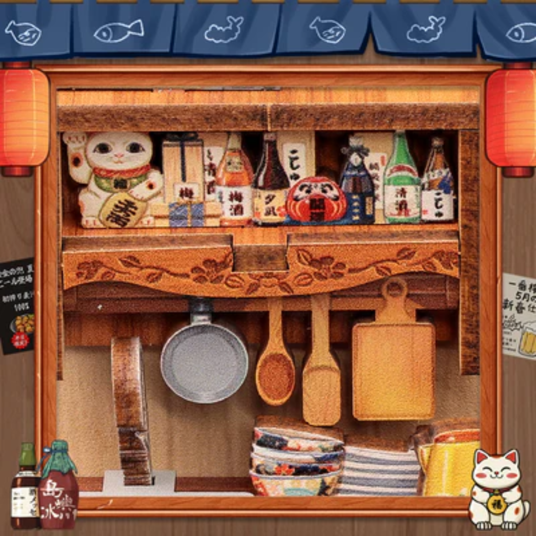 Witryna i szyld sklepiku – Tradycyjna Japońska Uliczka – DIY Book Nook Puzzle 3D | CuteBee